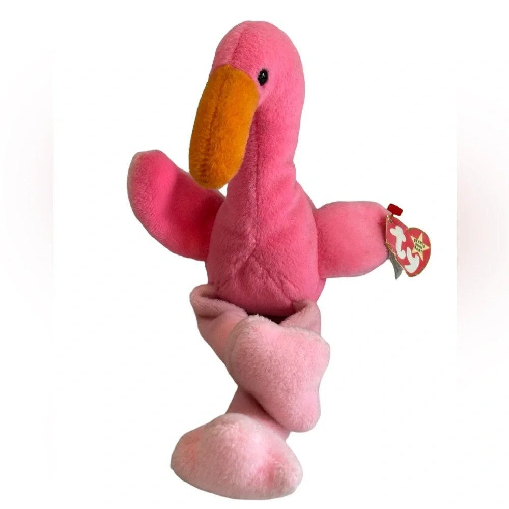 Vintage‎ 1995 Ty Beanie Pinky Pink Flamingo Plush Toy